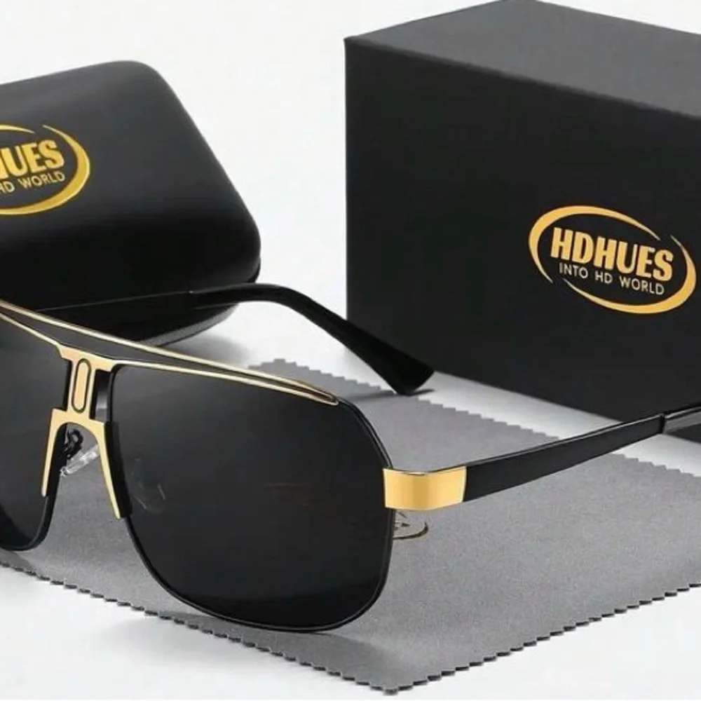 Men Stylish Black and Gold Sunglasses